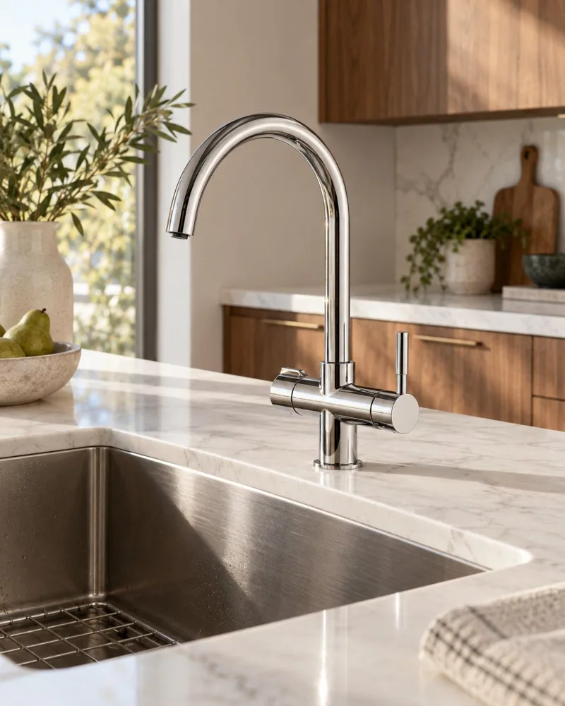 Grifo de agua filtrada en una cocina